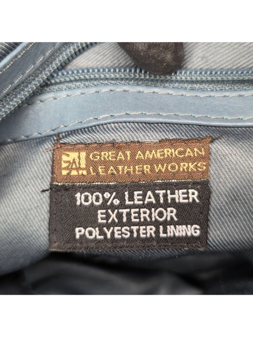 Great American Leather Works Crossbody Bag Blue Gray Multi Pocket Leather Purse - Picture 5 of 16